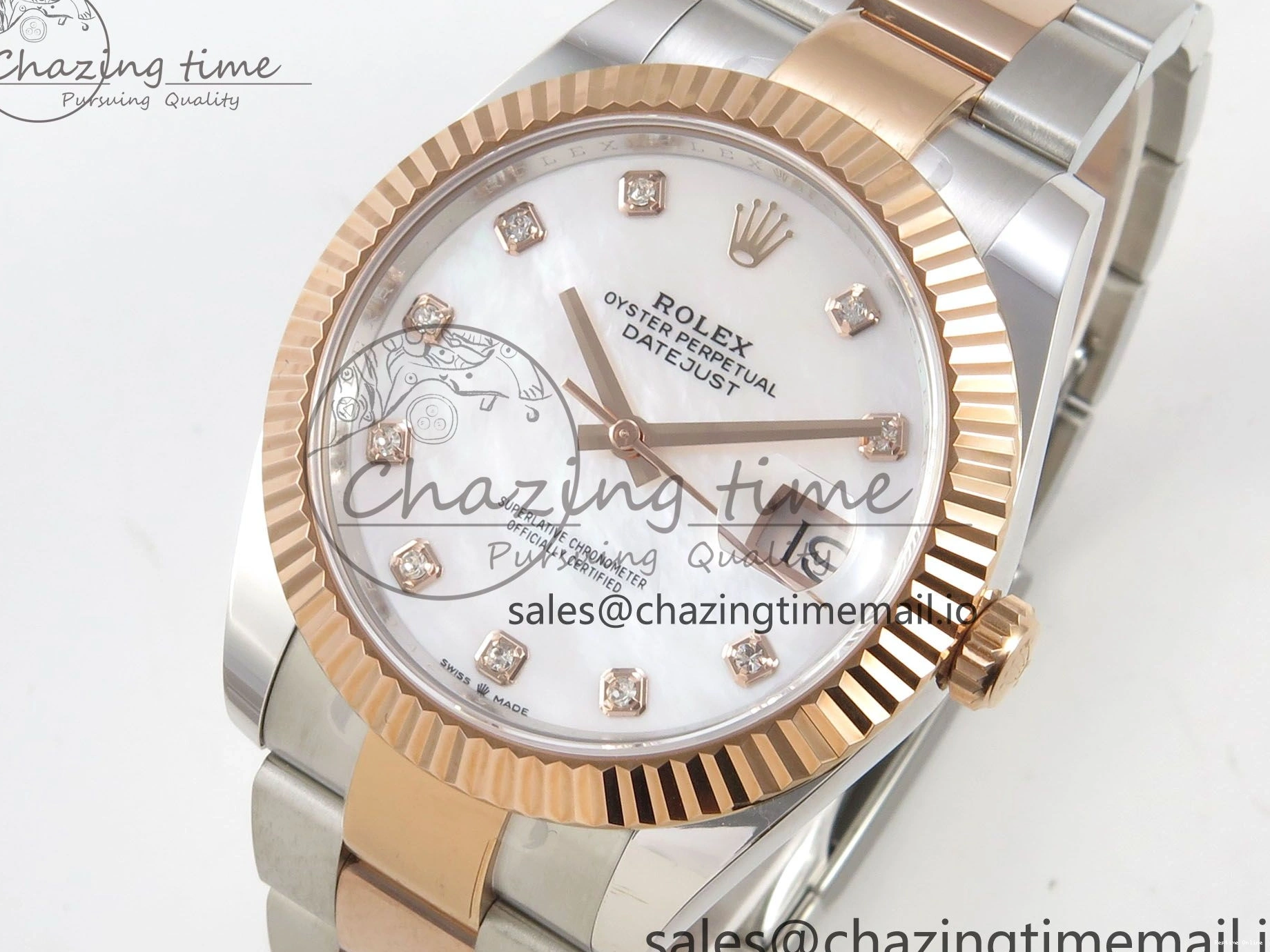 0208 DateJust 41 126331 SS RG ARF 1:1 Best Edition White MOP Diamonds Dial on Oyster Bracelet SH3235 (Weighted) UrbanChic 186